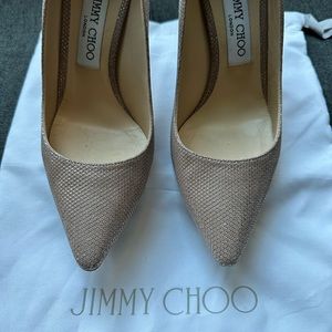 Jimmy Choo Romy 100 in Ballet Pink — size 37 1/2 - 4” heel